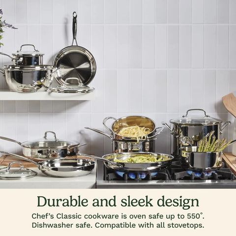 Assorted stainless steel cookware including 1 Quart Saucepan With Lid, Stainless Steel Cookware That Delivers Quick, Even Heating