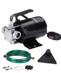 Powerful 115V 330 GPH Electric Utility Pump Kit with on off switch and 6 foot hoses for quick draining displayed with accessories