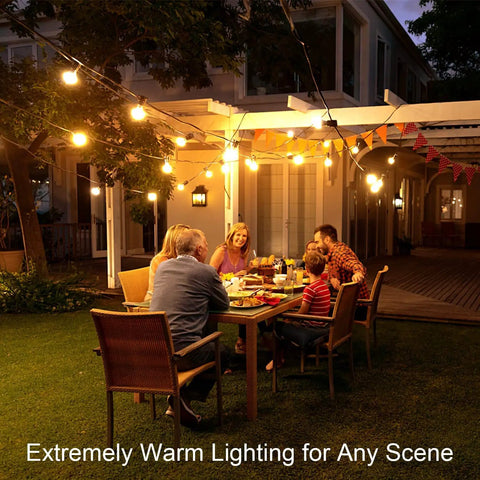 Outdoor String Lights 110Ft Dimmable Patio Lights With 58 Shatterproof 2200K LED G40 Bulbs Plus 2 Spare Bulbs Waterproof IP45 Weatherproof For Backyard Cafe Porch Deck Vibes UL Listed Edison Style Warm White Lights