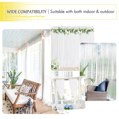Outdoor Mosquito Netting Panels For Patio Waterproof And Bug Proof Mesh Curtains Extra Wide 118 Inch Two Panels set up in sunroom.