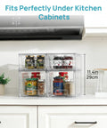 Clear Acrylic Stackable Storage Drawers 4 Pack Sleek Kitchen Cabinet Organizers Featuring Smooth Gliding Rails And No Sweat Setup For Slick Home Decluttering Results holding jars in kitchen cabinet.