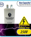 Universal Run Capacitor For Electric Motors 16 Mfd 250V with CBB60 round plastic case and quick connect terminals
