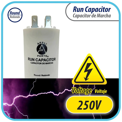 Universal Run Capacitor For Electric Motors 16 Mfd 250V with CBB60 round plastic case and quick connect terminals