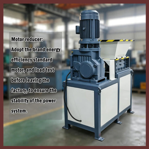 Close-up of the Beast 220V Universal Biaxial Metal Shredder Crusher Machine in a workshop setting.