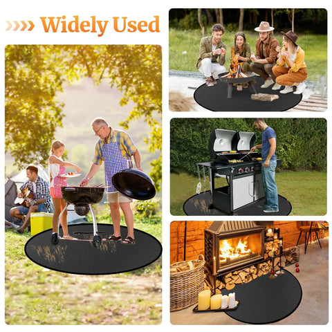 40 Inch Round Fire Pit Mat For Outdoor Grills And Bonfires, Heavy Duty Four Layer Fireproof Waterproof Pad under grill, campfire