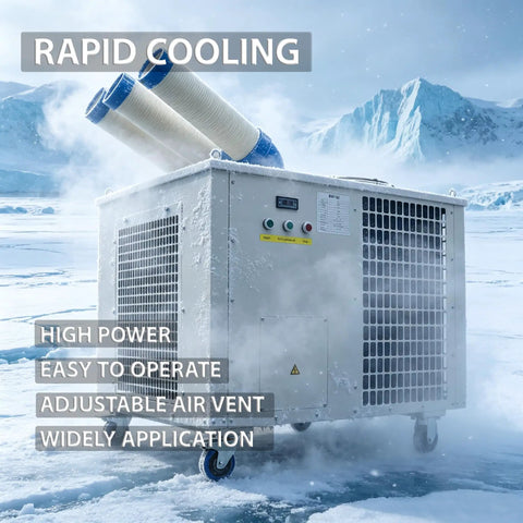 Heavy Duty Portable Industrial Spot Cooler Dishing Out Sick Chill For Busy Workspaces 28900 Btu cooling with adjustable air vents.