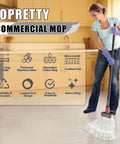 Person holding a Workhorse Heavy Duty Commercial Wet Mop With Adjustable 39 To 51 Inch Stainless Steel Handle on tile floor.