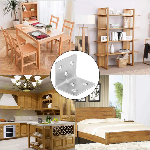 Stainless Steel Corner Braces 64 Pack Heavy Duty L Brackets For Furniture Shelves And Cabinets Right Angle Shelf Supports With Round End