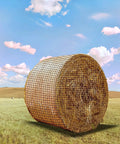 Heavy Duty Slow Feeding Horse Hay Net 5 By 5 Ft 1.75 Inch Knotless Mesh Reduces Hay Waste 60 Percent on round hay bale