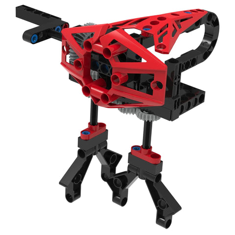 Geared-Up Gadgets 5-In-1 Engineering Kit For Makers: Hands-On, Kid-Friendly STEAM Fun With A Rescue Copter, red and black plastic model