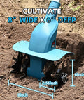 Cordless 21V Tiller With 8 Inch Wide Cultivator, 4.0Ah Battery Powered Garden Rototiller, Steel Tines in Soil Demonstration