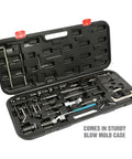 Pro Grade 37 Piece Engine Timing Tool Set For VW And Audi Timing Belt Service Kit With Belt Tensioner Cam Pulley Holder in open case