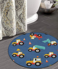 Non Slip Bedroom Circular Rug With Farm Tractor Pattern Round Area Rug For Living Room Or Bath Machine Washable 24 Inch Cozy Soft Polyester Easy Care Home Decor Mat on bathroom floor.