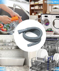 6 Feet Universal Drain Hose Kit for Washing Machines and Dishwashers With Corrugated Hose, seven piece set shown in home setup