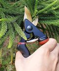 8.5 Inch Rotating Bypass Pruning Shears With Titanium Coated SK5 Blade, cutting thick branches with soft cushion grip handle
