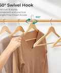 Ten Pack Heavy Duty Solid Birch Wood Coat Hangers With 360 Degree Swivel Hooks And Pant Bar For Jackets Dresses Shirts