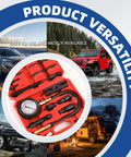 Front view of Yonligonju 17pc diesel engine compression tester kit in red plastic case with pressure gauge and hoses.