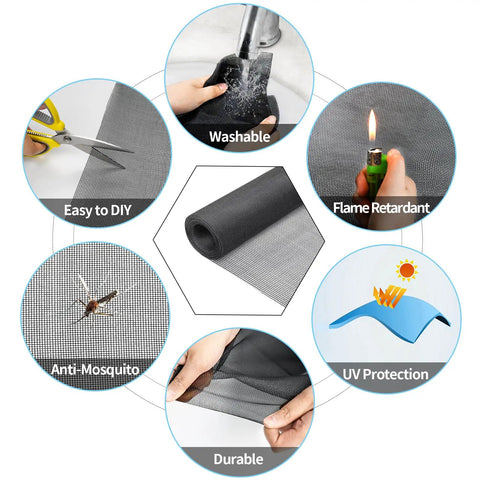 DIY Window Screen Replacement Mesh For Windows Doors And Patio, Adjustable Fiberglass Screen Roll, Tough Durable Charcoal Black Mesh, 39 By 106 Inches, Easy Cut Fit For Quick Home Screen Fix