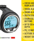 Must Have Scuba Wrist Computer For Divers With Depth, Dive Time, Decompression Alerts, Ascent Rate And Surface Interval Tracking, A Two Button Dive Console That Keeps Dive Data Real
