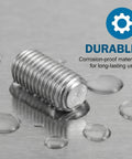 Close-up view of a 304 stainless steel set screw from the Pro Grade Stainless Steel Set Screw Kit For Kitchen Faucets And One Handle Lavatory.