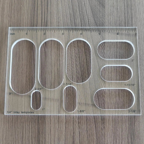 Reliable Acrylic Router Template For Woodworking Diy Bowtie Joint And Grommet Inlay Guide Kit quarter inch thick laser cut jig tool showing various cut shapes.
