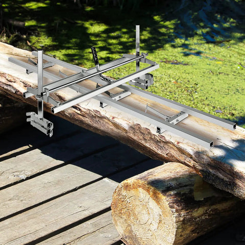Portable Chainsaw Mill And Rail Guide System For Lumber Milling 14 To 36 Inch Bar With Nine Foot Aluminum Rail on log