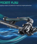 Premium Cooling System Water Pump Thermostat For Mercedes Benz C200 C300 E300 Glc250 Glc300 with hoses showcasing coolant flow design.