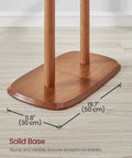 Solid base of Freestanding Coat Rack With Eight Hooks And Storage Shelf in Caramel Brown, 67.2 Inch Tall, for stability and support