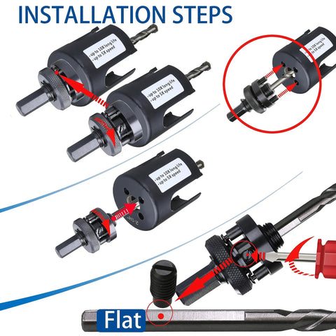 Carbide Tipped Hole Saw Cutter 3 Inch 76mm Heavy Duty for Thick Wall and Roof Cutting Installation Steps Diagram