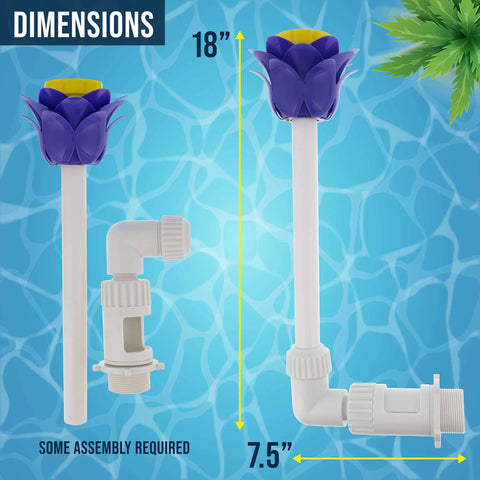 Dimensions of Flower Shaped Waterfall Pool Fountain With Adjustable Spray Distance And Height For Inground And Above Ground Pools And Ponds Cools Water Temperature And Adds Fun Decorative Sprays For Poolside Vibes.
