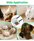 2 Pack Chicken Poop Scoopers For Coop Cleanup with dual mesh sizes, shown with chickens, rabbit, hamsters, and cat.