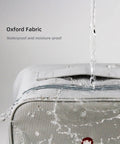 Close-up of Oxford Grey Two Pack Travel First Aid Kits With Multi Compartment Organizer Bags, waterproof material feature displayed.