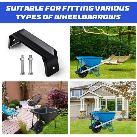 2 Pack Black Steel Wheelbarrow Axle Bracket Replacement Kit With Bolts And Nuts Included for garden carts and yard work