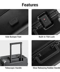 LEVEL8 zipperless carry-on luggage, black 20-inch with built-in TSA lock and telescoping handle