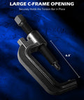 Close-up of Large C-frame of Heavy Duty Torsion Bar Removal Tool With Quick Change Torsion Keys, measuring 6.3 inches.