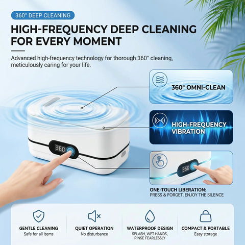 Pro Grade 45khz Ultrasonic Jewelry Cleaner That Cleans As A Whistle With Five Smart Timers And Auto Shutoff Big 400ml Stainless Steel Tub for easy operation
