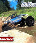 Beast 1/10 Scale 4WD Electric RC Rock Crawler climbing rocks with dual motors and 4 wheel steering in outdoor terrain
