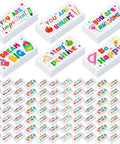 180 Piece Motivational Erasers Bulk For Kids And Classroom Use With Six Uplifting Designs, shown with positive phrases.