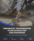 Close-up of a pneumatic fluid extractor in use, showcasing the Oil Extractor Pump And Dispenser Kit for cars and trucks.