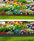 Before and after using 20 Ft Black Garden Edging Border Set With 20 Stakes 7.8 Inch High Landscape Edging For Flower Beds And Lawn Borders