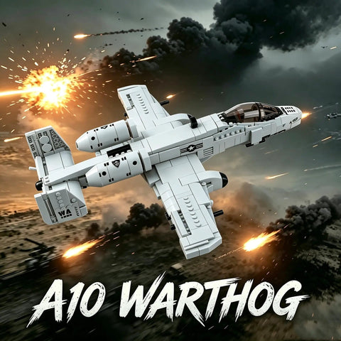 A10 Warthog Plane Building Toy Set With 961 Pieces For Adults And Teens Realistic Fighter Jet Building Blocks Air Force Model Kit STEM Education Gift Durable Brick Construction And Collectible Display, white LEGO-style jet view