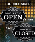 Open And Closed Business Sign 11x8 Inch Dibond Weatherproof Come In Or Closed Sign With Rope Indoor Outdoor