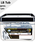 #9 X 3 Inch Saberdrive White Cabinet Wood Screws One Pound Pack in clear tub, features star drive bit included for easy use.