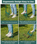 Steps to use Beefy Heavy Duty Broadfork Garden Tool With Five Tines 54 Inch Long Manual Soil Tiller on lawn