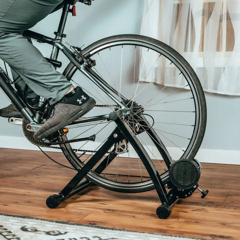 Indoor Bike Trainer Stand For Road And Mountain Bikes Portable Foldable Magnetic Stationary Trainer With Noise Reduction