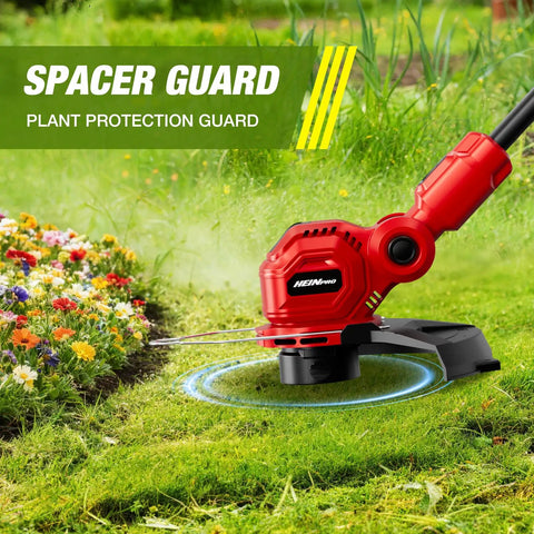 Cordless String Trimmer for Milwaukee M18 Battery, 12-Inch Weed Wacker With Auto Line Feed, shown on grass near flowers