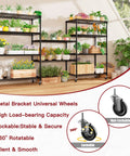 74 Inch High Wire Shelving With Wheels Beefy Heavy Duty 5 Tier Storage Rack That Holds Up To 1250 Lbs Total 250 Lbs Per Shelf Open Alloy Steel Shelving For Garage Workshop Basement, with plants and lockable wheels