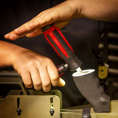 Pro Grade Gunsmithing Torque Kit With 83 Bit Set Magnetic Bit Driver and LED Screwdriver in use on firearm component