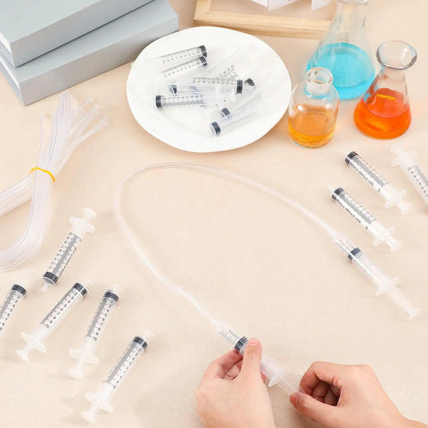 Hands On Hydraulic And Pneumatic Kit With 48 10ml Syringes And 24 Clear 20 Inch Vinyl Tubes For DIY Projects Classroom Labs And Engineering Experiments