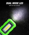 Workhorse 7 Inch Dual Mode LED Work Light With Magnetic Base And 360 Degree Hook Hands Free Underhood Beam in green